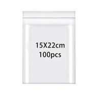 Rshuhx 100pcs Clear Grip Seal Bags - Heavy Duty Resealable 160μm 15cmX22cm for Books, Documents, Clothes, Jackets, Shirts, Hats, Scarves, Shoes, Travel