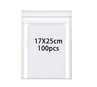 Rshuhx 100pcs Plastic Bags Resealable Clear Grip Seal Bags Heavy Duty Thicken 160μm 17cmX25cm Sealable Bags Suitable for Books Documents Clothes Jackets Shirts Hats Scarves Shoes Travel Storage
