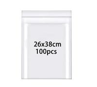 Rshuhx 100pcs Plastic Resealable Clear Grip Seal Bags Heavy Duty Thicken 160μm 26cmX38cm A4 Sealable Bags Suitable for Books Documents Clothes Jackets Shirts Hats Scarves Shoes Travel Storage