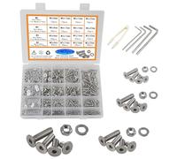 Rshuhx 1065pcs M2 M3 M4 M5 Nuts and Bolts Sets 304 Stainless Steel Flat Head Hex Socket Screws Assortment Kit Metric Bolts Nuts Washers Set With Storage Box for DIY Home Repair Car Furniture