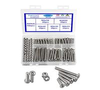 Rshuhx 200PCS M4 Bolts and Nuts Machine Screw and Nut 304 Stainless Steel Cross Pan Head Machine Round Head Screws Assortment Kit for Machine Furniture Toy Electronic Products Repair Fastener