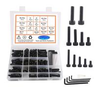 Rshuhx 295piece M5 M6 M8 Black hexagon socket Bolt Nuts and Washers Series set Carbon steel material Full Thread head Mechanical Bolts and nuts Classification box kit With Hexagonal wrench