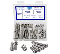 Rshuhx 80PCS M6 Bolts and Nuts Machine Screw and Nut 304 Stainless Steel Cross Pan Head Machine Round Head Screws Assortment Kit for Machine Furniture Toy Electronic Products Repair Fastener