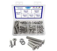 Rshuhx 80PCS M6 Cross Countersunk 304 Stainless Steel Machine Screws Bolts and Nuts Flat Head Phillips Screw Fastener Repair Tools Assortment Kit for Baby Crib Headboards Chairs Furniture