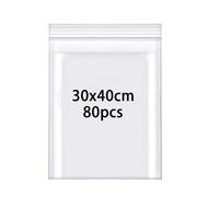 Rshuhx 80pcs Resealable Clear Grip Seal Plastic Bags - Heavy Duty 160μm 30cmX40cm for Books, Documents, Clothes, Jackets, Shirts, Hats, Scarves, Shoes - Travel Storage