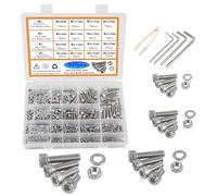 Rshuhx 945pcs M2 M3 M4 M5 Nut and Bolt Sets 304 Stainless Steel Hex Socket Screws Assortment Kit Metric Bolts Nuts Washers Set With Storage Box for DIY Home Repair Car Furniture