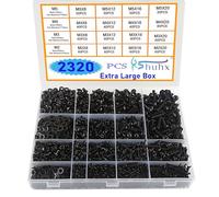 Rshuhx Ext Large Nuts and Bolts Sets Black M2 M3 M4 M5 2320pcs Round Head Allen Bolt Mechanical Screws Washers Nuts and Bolts Assortment Kit DIY Industry Mechanical With Storage Box Hexagonal Wrench