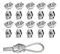Rshuhx M2 20pcs Wire Rope Clip Clamp 304 Stainless Steel Cable Clip Wire Rope Cable Clamp for Rigging Ropes and Tension Cable Garden Tensioning Awning Fixed Clothesline Tensioner