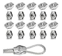 Rshuhx M3 20pcs Wire Rope Clip Clamp 304 Stainless Steel Cable Clip Wire Rope Cable Clamp for Rigging Ropes and Tension Cable Garden Tensioning Awning Fixed Clothesline Tensioner