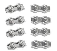 Rshuhx M3 Duplex Clamp 304 Stainless Steel Heavy Duty Wire Rope Clips Duplex Bolt Cable Clamp for Wire Rope Clotheslines Fixed Patio Hanging Sun Sails 8PCS