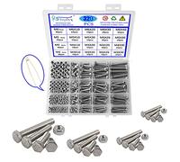 Rshuhx M3 M4 M5 M6 Nuts and Bolts Outer Corner Hexagonal Screw 304 Stainless Steel Hex Bolt Assortment Kit with Storage Box For DIY Industry Mechanical