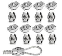 Rshuhx M4 16pcs Wire Rope Clip Clamp 304 Stainless Steel Cable Clip Wire Rope Cable Clamp for Rigging Ropes and Tension Cable Garden Tensioning Awning Fixed Clothesline Tensioner