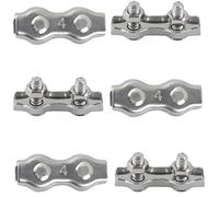 Rshuhx M4 Duplex Clamp 304 Stainless Steel Heavy Duty Wire Rope Clips Duplex Bolt Cable Clamp for Wire Rope Clotheslines Fixed Patio Hanging Sun Sails 6PCS