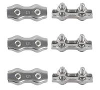 Rshuhx M5 Duplex Clamp 304 Stainless Steel Heavy Duty Wire Rope Clips Duplex Bolt Cable Clamp for Wire Rope Clotheslines Fixed Patio Hanging Sun Sails 6PCS