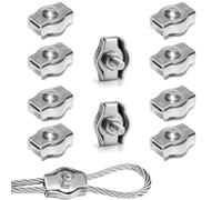 Rshuhx M5 Wire Rope Clip Clamp 304 Stainless Steel Cable Clip Wire Rope Cable Clamp 10pcs for Rigging Ropes and Tension Cable Garden Tensioning Awning Fixed Clothesline Tensioner