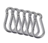 M6 Carabiner Hook Snap Hook 304 Stainless Steel Carabiner Spring Snap Link Hooks Keychain Heavy Duty Carabiner Clip Climbing Carabiner for Outdoor Camping Hiking Mountaineering Awning 6PCS