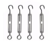 Rshuhx M6 Turnbuckle Wire Tensioner 304 Stainless Steel Adjustable Turnbuckle Hook and Eye Rope Cable Tension for Rope Tightener Garden Wire ClotheslineTensioner Heavy Duty Sun Shade Sail Fixing 4pcs
