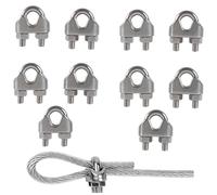 Rshuhx M6 Wire Rope Clip Clamp 10pcs 304 Stainless Steel Cable Clip U Bolt Saddle Wire Rope Cable Clamp for Rigging Rope and Tension Cable Garden Tensioning Wire Ropes Industry Household