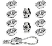 Rshuhx M6 Wire Rope Clip Clamp 304 Stainless Steel Cable Clip Wire Rope Cable Clamp 10pcs for Rigging Ropes and Tension Cable Garden Tensioning Awning Fixed Clothesline Tensioner