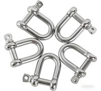 Rshuhx M8 D Shackles 304 Stainless Steel D Ring Shackle Lock D Links Hook Shackle Clip D-Shackle Ring for Heavy Duty Construction,Chain Link Tow 6PCS