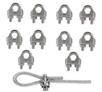 Rshuhx M8 Wire Rope Clip Clamp, 304 Stainless Steel, 10PCS, 366g, Silver, Wire Clamp, Hardware Clamp Vise