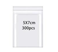Rshuhx Small Plastic Bags Mini Sealable Clear Grip Seal Bags Heavy 160μm 300pcs 5cmX7cm/2"X2.8" Little Baggies Sealable Ziplock Bag Jewellery Seeds Screws Earring Beads Daily Pills