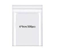 Rshuhx Small Plastic Resealable Clear Grip Seal Bags - 300pcs 6cmX9cm/2.4"X3.5" - Heavy Duty Thicken 160μm Mini Sealable Storage for Jewellery, Seeds, Screws, Earrings, Daily Pills