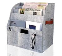 RSHVSMS Newspaper & Magazine Rack, Foldable, 4-Layer Divider, 3 Small Pockets, Storage for Home and Office, Grey