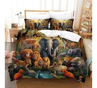 RSIUUODNF Quilt Cover Jungle Animals Decorative Duvet Cover Antibacterial Comforter Cover Polyester Microfiber 3pc With Pillow Cases Bedding Set for Boys Adult Super King（260x220cm）