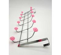 RSK Goods Rose Flower Metal Over Door Hanger-12 Hook Rack (Blue/White/Pink/Cream) (Pink)