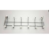 RSK Goods Rose Flower Metal Over Door Hanger-12 Hook Rack (Blue/White/Pink/Cream) (White)