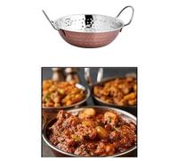 RSK Goods Traditional Copper Indian Kadai (Karahi) with Handles Festive Curry Balti Serving Dish, Food Serving Bowl Stainless Steel Interior Indian Cuisine Tableware- 22cm (16cm, 2, Count)