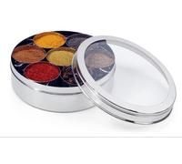 RSK Stainless Steel 7 Spice Tin Box/Masala Dabba- Clear Lid (20CM), WITH SPOON, For all your spices, Kitchen Storage, Cupboard Management