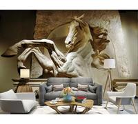 rskjdghshd 3D Horse Relief Wallpaper, Immediate Success Decorative Painting, Coffee Shop Restaurant Mural, 200x140cm