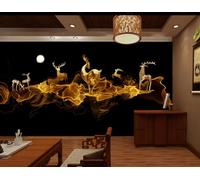 rskjdghshd Abstract Golden elk Wallpaper Decoration Painting Coffee Shop Restaurant Mural, 3D, 430x300cm