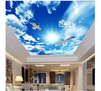 rskjdghshd Custom Mural Wallpaper 3D Stereo Blue Sky Clouds Landscape Photo Mural Wallpapers-250Cmx175Cm