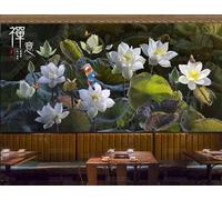 rskjdghshd Elegant Zen-Themed Wallpaper with Butterfly and Lotus Motifs, Suitable for Coffee Shop and Restaurant murals, 3D, 400x280cm