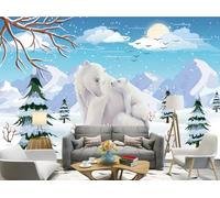rskjdghshd Hand-Painted Snow-Capped Mountains, Houses, Polar Bears, Coffee Shop and Restaurant murals, 3D, 400x280cm