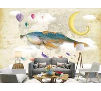 rskjdghshd Hand-Painted Wallpaper with Beautiful Ocean Fish and Whales, Decorative Painting for Coffee Shop and Restaurant murals, 3D, 430x300cm