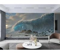rskjdghshd Modern and aesthetically Pleasing Ocean Art with a Tsunami Texture, Landscape Painting for TV, Sofa Background wall, Bedroom, Living Room, and Study. 3D, 430x300cm.