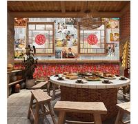rskjdghshd Northeast Farmhouse Wallpaper Rural Snow Village Snow Scene Fake Window Large Flower Cloth Decorative Painting Killing Pig Vegetable Iron Pot Stew Wallpaper-430Cmx300Cm