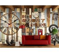 rskjdghshd Nostalgic Wood Panel Wallpaper, Where has The time Gone? Living Room bar Decoration Painting, Coffee Shop Restaurant Mural, 3D, 350x245cm