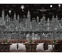 rskjdghshd Simple Blackboard Hand-Painted City Building Decorative Painting Coffee Shop Restaurant Mural, 3D, 430x300cm