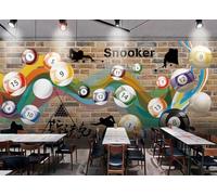 rskjdghshd Wallpaper Billiard Hall Retro Brick Wall 3D Billiard Decoration Painting Coffee Shop Restaurant Mural, 3D, 350x245cm