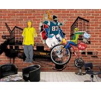 rskjdghshd Wallpaper Brick Wall Graffiti Hip-hop Rock Music Decorative Painting Coffee Shop Restaurant Mural, 3D, 150x105cm