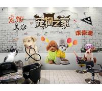 rskjdghshd Wallpaper Brick Wall Hand-Painted Cute pet Shop Decorative Painting Coffee Shop Restaurant Mural, 3D, 300x210cm