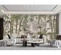rskjdghshd Wallpaper Hand-Painted Art Charcoal Bamboo Pavilion Landscape Painting TV Sofa Living Room Background Wall Restaurant Bedroom Study Room Mural,3D,430x300cm