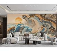 rskjdghshd Wallpaper Hand-Painted Art Sea Tsunami Huge Waves Sunset Landscape Painting TV Sofa Living Room Background Wall Restaurant Bedroom Study Room Mural,3D,430x300cm