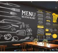 rskjdghshd Wallpaper Hand-Painted English Letters Gourmet Catering Illustration Theme Western Restaurant Background Wall Mural Afternoon Tea Coffee Shop Wallpaper,3D,430x300cm