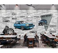 rskjdghshd Wallpaper Hand-Painted Gray and White Brick Wall car Decoration Painting Coffee Shop Restaurant Mural, 3D, 430x300cm